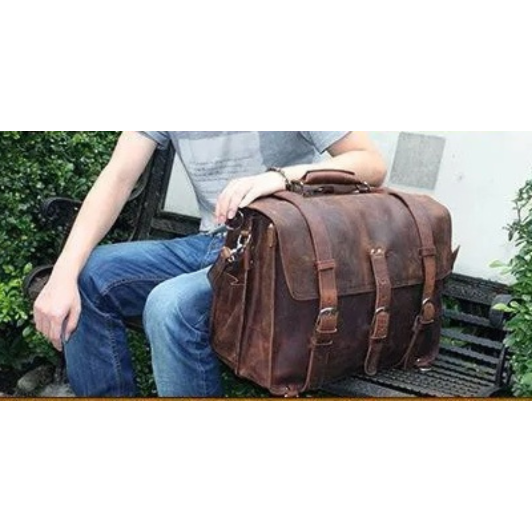 EFFENTII Bragg Leather Men's Briefcase Travel Bag
