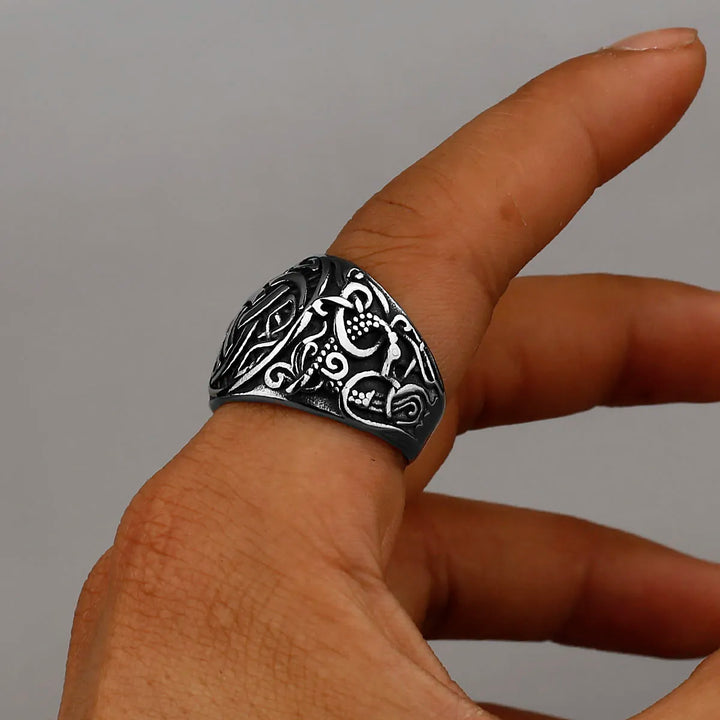 EFFENTII Nordic Rune Stainless Steel Ring for Men
