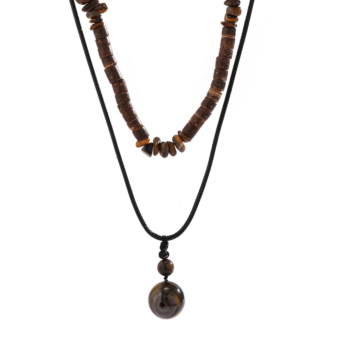 EFFENTII Pietra Two-Piece Vintage Stone Choker Men's Necklace