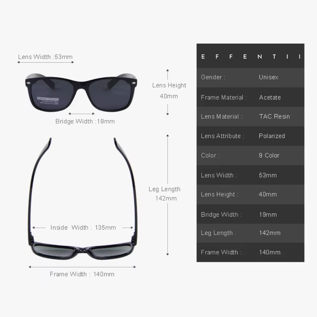 EFFENTII Wayshade Classic Retro Wayfarer Men's Sunglasses - Size