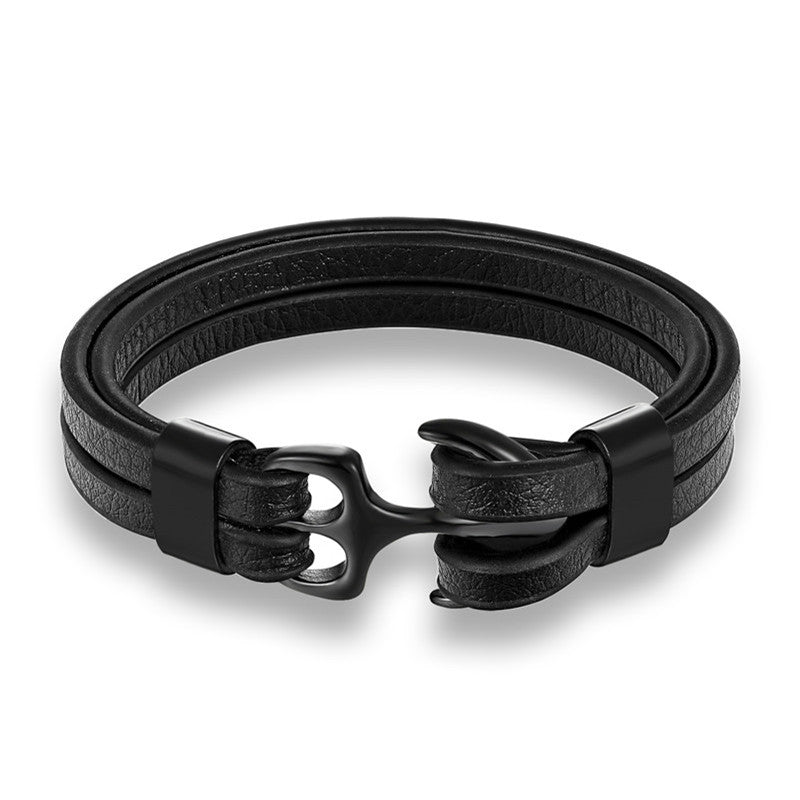EFFENTII Anchor Multilayer Leather Bracelet for Men