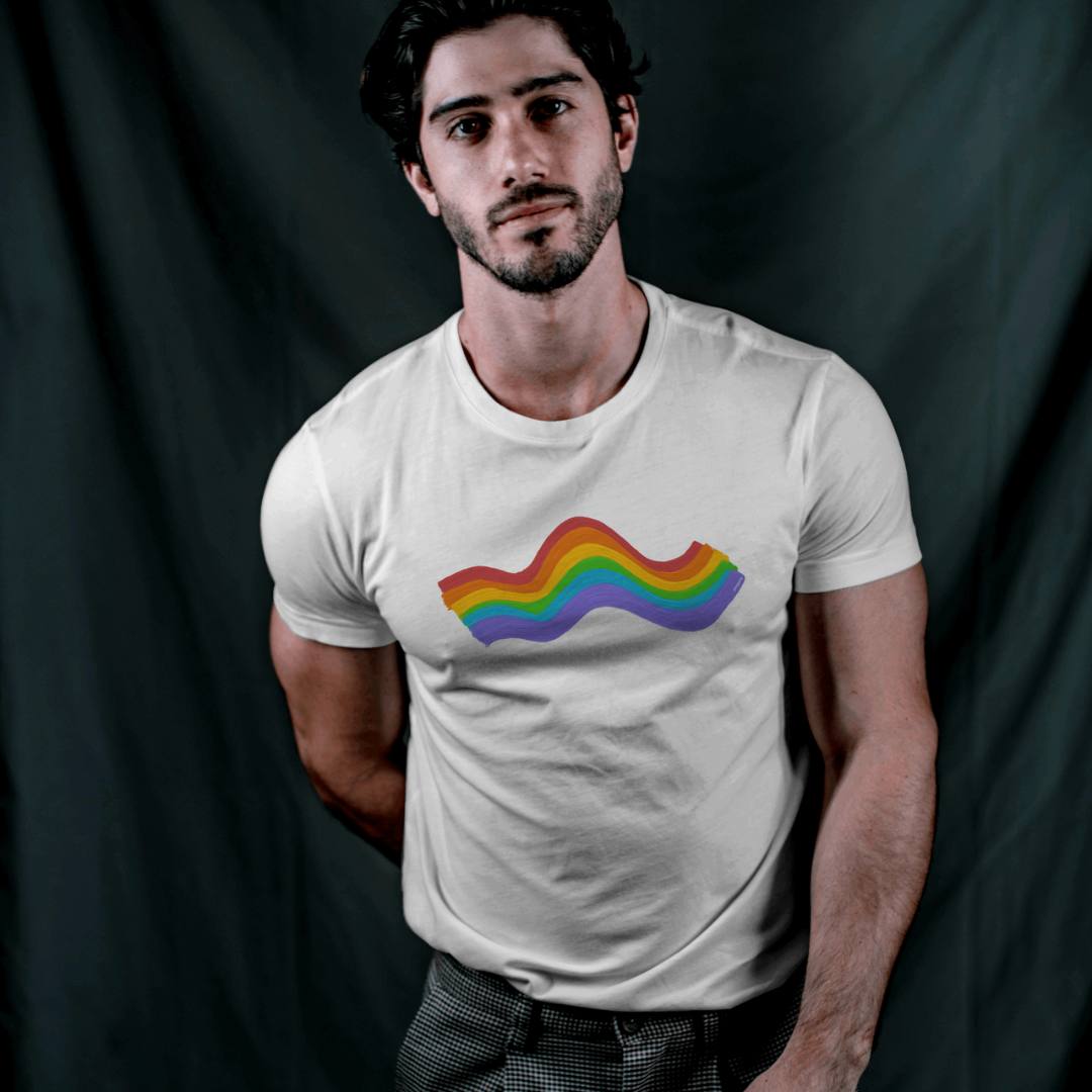 EFFENTII Rainbow Wave Men's T-Shirt