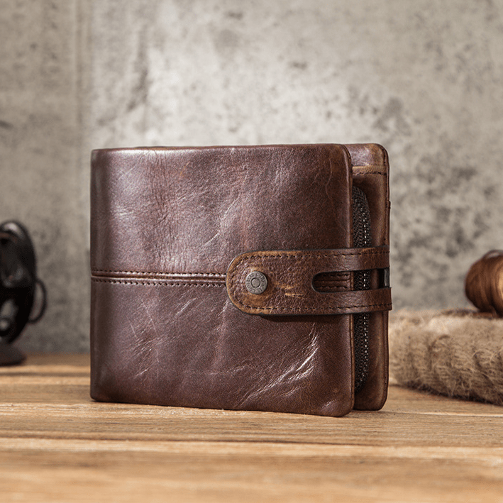 Carteiras RFID Blocking Leather Men's Wallet