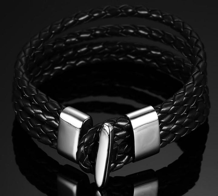 Indiana Leather Quad-Band Men's Leather Bracelet-Bracelets-EFFENTII