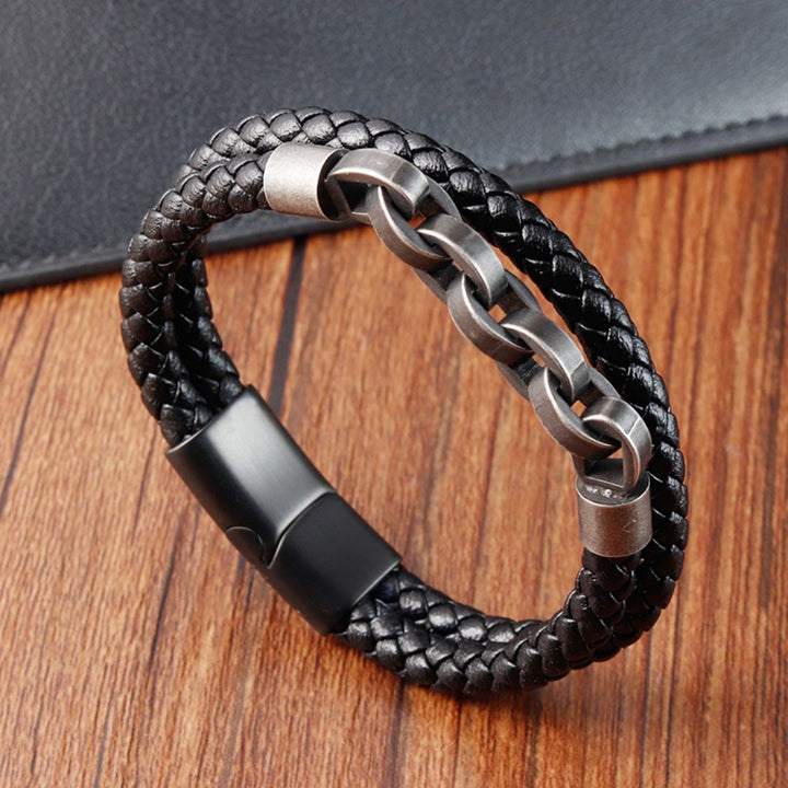 EFFENTII Arch Infinity Leather Mens Bracelet