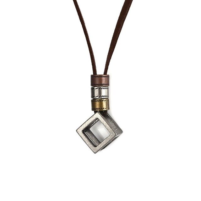 Escheresque Vintage Pendant Leather Necklace for Men-Necklaces-EFFENTII