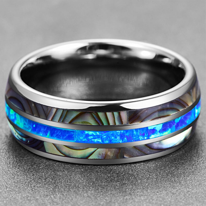 Blue Abal Shell Ring for Men-Rings-EFFENTII
