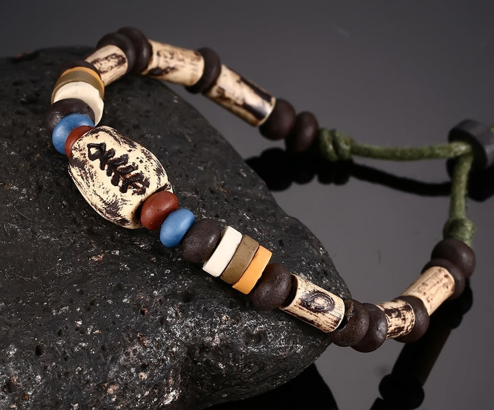 Effentii Wishbone Tribal Leather Bracelet for Men