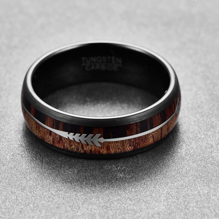 Silver Arrow Hawaiian Koa Ring For Men-Rings-EFFENTII