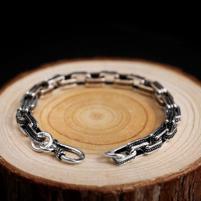 Steampunk Sterling Silver Men's Bracelet-Bracelets-EFFENTII