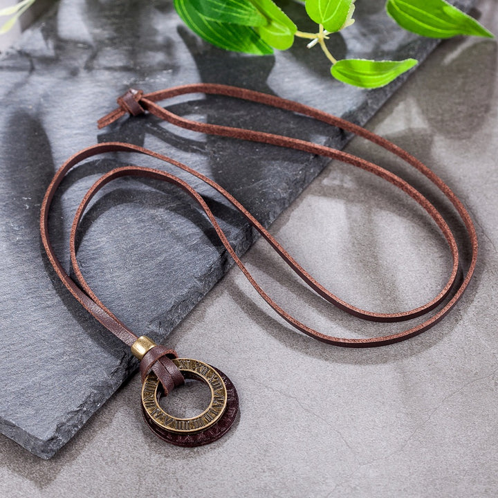 Effentii Time Bandit Vintage Leather Necklace-Necklaces-EFFENTII
