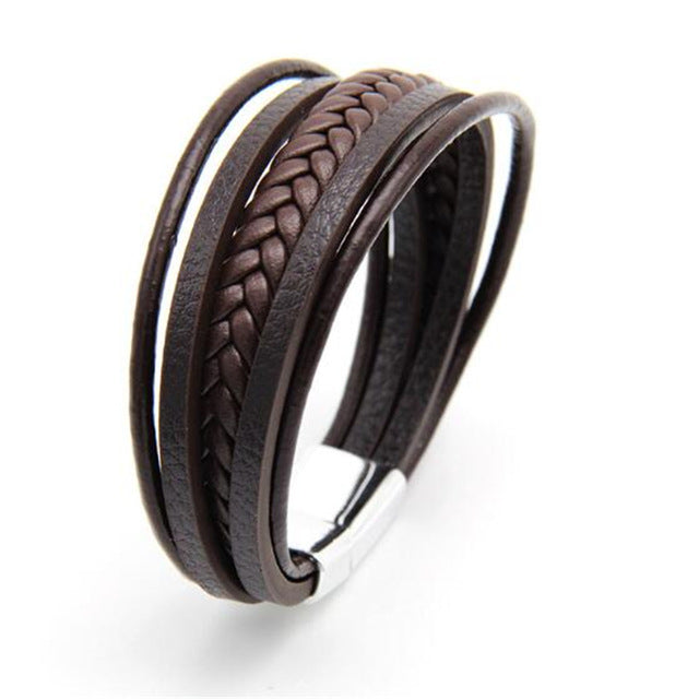 Vintage Multi-Band Leather Bracelet for Men-Bracelets-EFFENTII