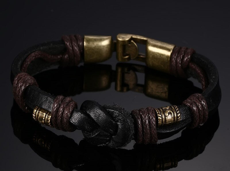 Loki Viking Vintage Men's Leather Bracelet-Bracelets-EFFENTII