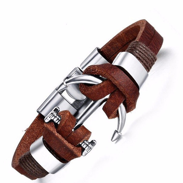 Effentii Leather Anchor Bracelet-Bracelets-EFFENTII