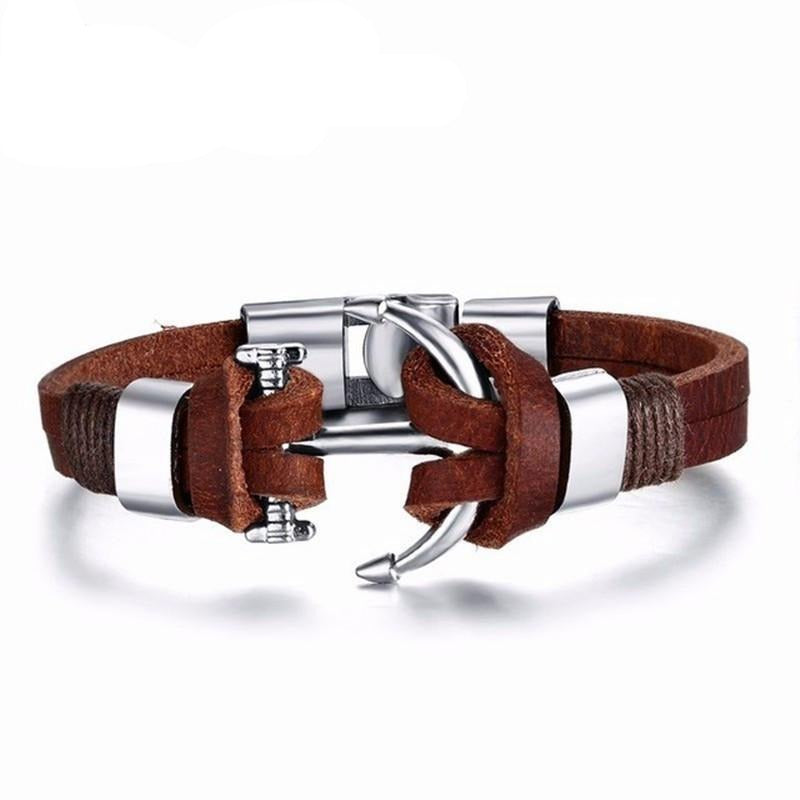 Effentii Leather Anchor Bracelet-Bracelets-EFFENTII
