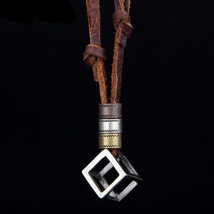 Escheresque Vintage Pendant Leather Necklace for Men-Necklaces-EFFENTII