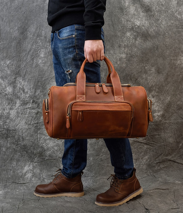 Kicking Horse Men's Leather Duffel Bag-Bags-EFFENTII