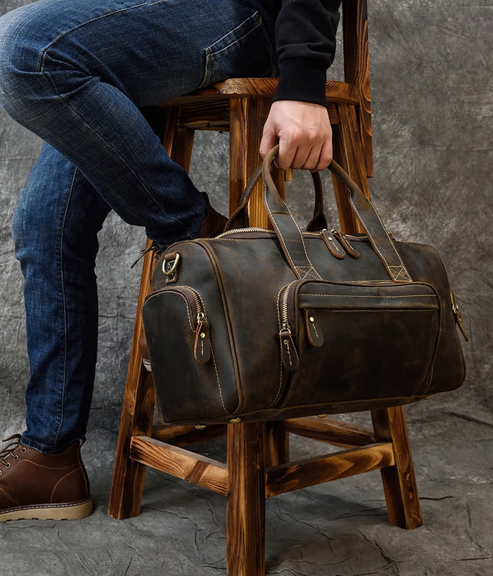 Kicking Horse Men's Leather Duffel Bag-Bags-EFFENTII