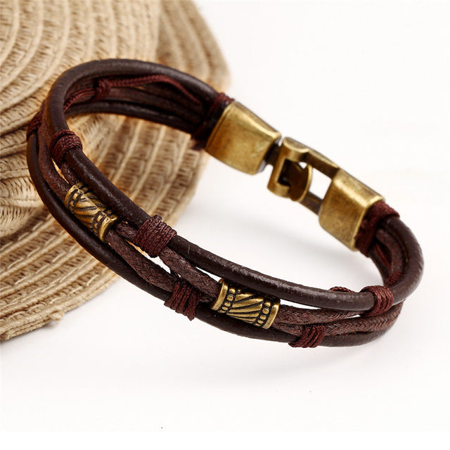 Vinci Vintage Men's Leather Bracelet-Bracelets-EFFENTII